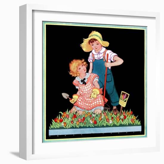 Planting Hyacinth - Child Life-Hazel Frazee-Framed Premium Giclee Print