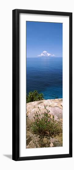 Plants Growing on the Rocks on North Island with Praslin Island in the Background, Seychelles-null-Framed Photographic Print