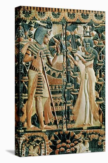 Plaque from the Lid of a Coffer Showing Tutankhamun (circa 1370-52 BC) and His Wife Ankhesenamun-null-Stretched Canvas