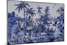 Plaque with a Chinoiserie landscape and gilt details, c.1680-Dutch School-Mounted Giclee Print