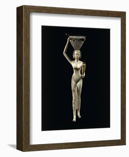 Plastered and Painted Wood Statue Depicting a Female Offering-Bearer, Middle Kingdom-null-Framed Giclee Print