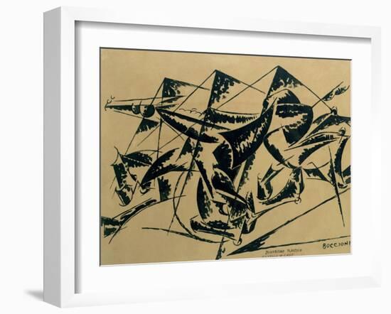 Plastic Dynamism: Horse and Houses, 1914-Umberto Boccioni-Framed Giclee Print