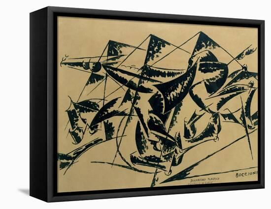 Plastic Dynamism: Horse and Houses, 1914-Umberto Boccioni-Framed Stretched Canvas