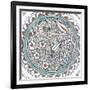 Plat à décor de fleurs et médaillon-null-Framed Giclee Print