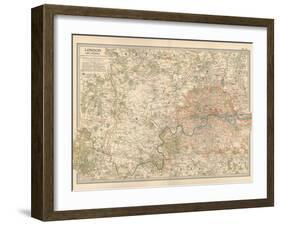 Plate 10. Map of London and Vicinity. England-Encyclopaedia Britannica-Framed Art Print