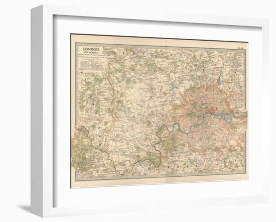 Plate 10. Map of London and Vicinity. England-Encyclopaedia Britannica-Framed Art Print