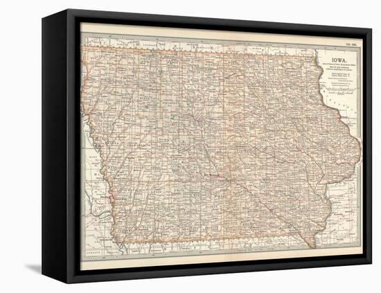 Plate 101. Map of Iowa. United States-Encyclopaedia Britannica-Framed Stretched Canvas