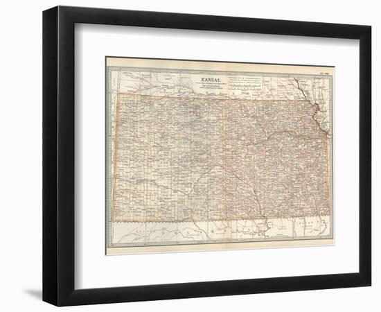 Plate 105. Map of Kansas. United States-Encyclopaedia Britannica-Framed Art Print