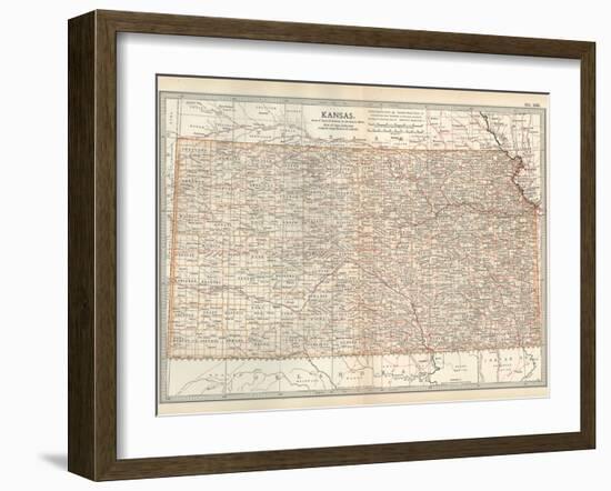 Plate 105. Map of Kansas. United States-Encyclopaedia Britannica-Framed Art Print