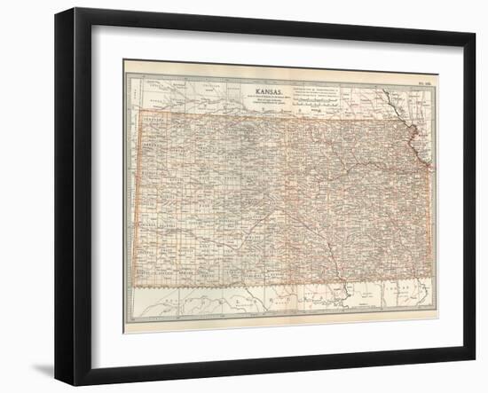 Plate 105. Map of Kansas. United States-Encyclopaedia Britannica-Framed Art Print