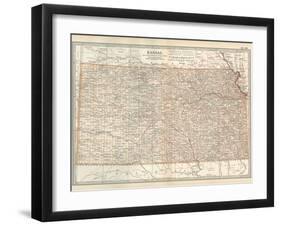 Plate 105. Map of Kansas. United States-Encyclopaedia Britannica-Framed Art Print