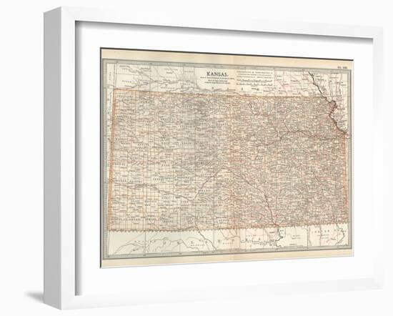 Plate 105. Map of Kansas. United States-Encyclopaedia Britannica-Framed Art Print