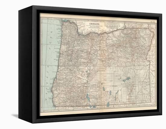 Plate 112. Map of Oregon. United States-Encyclopaedia Britannica-Framed Stretched Canvas