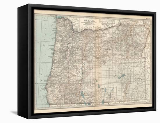 Plate 112. Map of Oregon. United States-Encyclopaedia Britannica-Framed Stretched Canvas