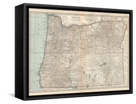 Plate 112. Map of Oregon. United States-Encyclopaedia Britannica-Framed Stretched Canvas