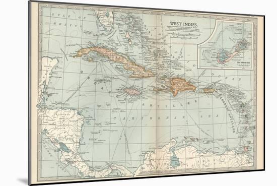Plate 117. Map of the West Indies. Inset Map of the Berudas-Encyclopaedia Britannica-Mounted Art Print