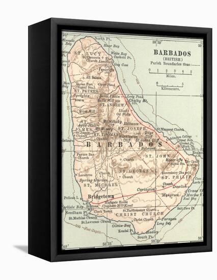 Plate 118. Inset Map of Barbados (British)-Encyclopaedia Britannica-Framed Stretched Canvas