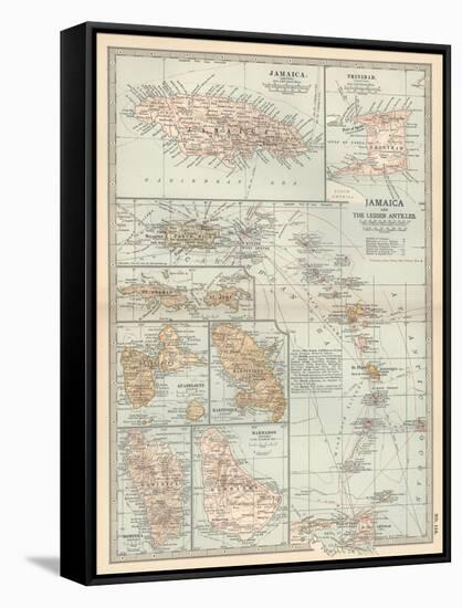 Plate 118. Map of Jamaica and the Lesser Antilles-Encyclopaedia Britannica-Framed Stretched Canvas