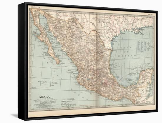 Plate 119. Map of Mexico, 1902. Atlas, Maps-Encyclopaedia Britannica-Framed Stretched Canvas