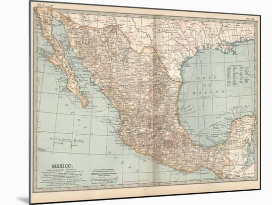 Plate 119. Map of Mexico, 1902. Atlas, Maps-Encyclopaedia Britannica-Mounted Art Print