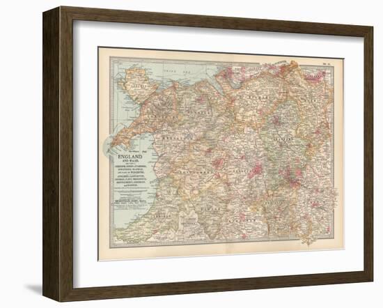 Plate 12. Map of England and Wales-Encyclopaedia Britannica-Framed Art Print