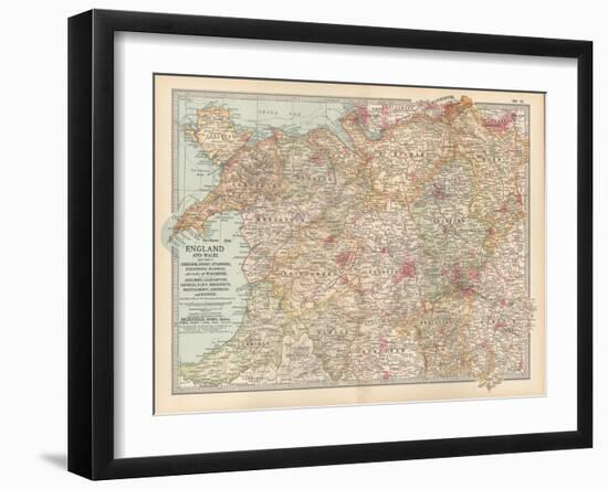 Plate 12. Map of England and Wales-Encyclopaedia Britannica-Framed Art Print