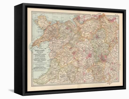 Plate 12. Map of England and Wales-Encyclopaedia Britannica-Framed Stretched Canvas