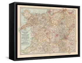 Plate 12. Map of England and Wales-Encyclopaedia Britannica-Framed Stretched Canvas