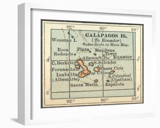 Plate 121. Inset Map of Galapagos Islands-Encyclopaedia Britannica-Framed Art Print