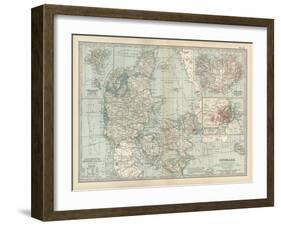 Plate 25. Map of Denmark. Insets of Iceland-Encyclopaedia Britannica-Framed Art Print