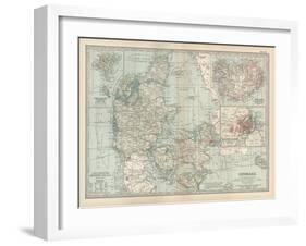Plate 25. Map of Denmark. Insets of Iceland-Encyclopaedia Britannica-Framed Art Print