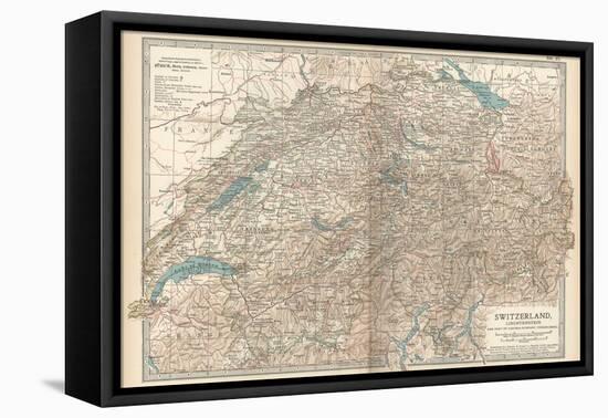 Plate 27. Map of Switzerland-Encyclopaedia Britannica-Framed Stretched Canvas
