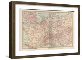 Plate 3. Travel Map of Central Europe-Encyclopaedia Britannica-Framed Art Print