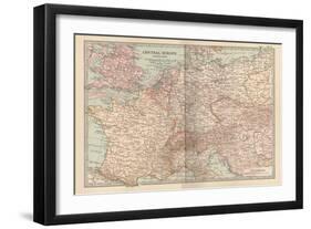 Plate 3. Travel Map of Central Europe-Encyclopaedia Britannica-Framed Art Print