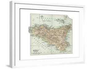 Plate 32. Inset Map of Sicily (Sicilia). Italy-Encyclopaedia Britannica-Framed Premium Giclee Print