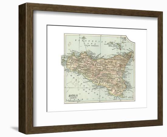 Plate 32. Inset Map of Sicily (Sicilia). Italy-Encyclopaedia Britannica-Framed Premium Giclee Print