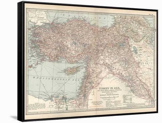 Plate 38. Map of Turkey in Asia. Asia Minor (Anatolia)-Encyclopaedia Britannica-Framed Stretched Canvas