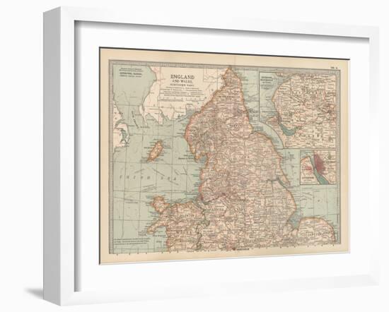 Plate 4. Map of England and Wales-Encyclopaedia Britannica-Framed Art Print