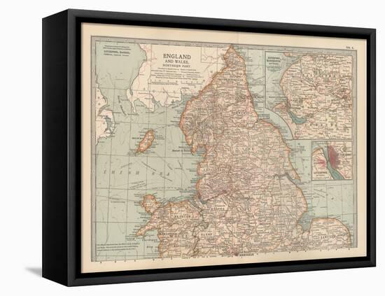 Plate 4. Map of England and Wales-Encyclopaedia Britannica-Framed Stretched Canvas