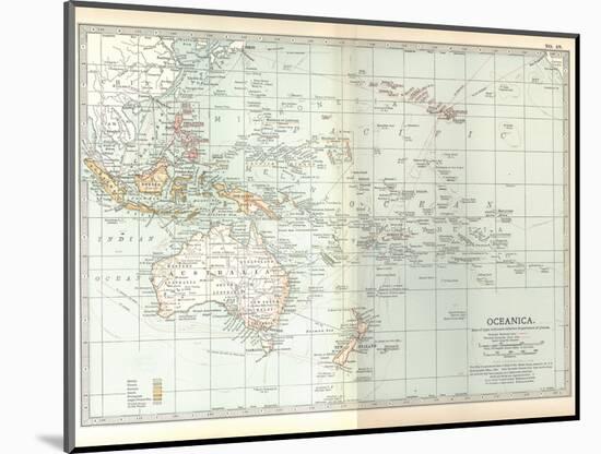Plate 49. Map of Oceanica (Oceania). Australia-Encyclopaedia Britannica-Mounted Art Print