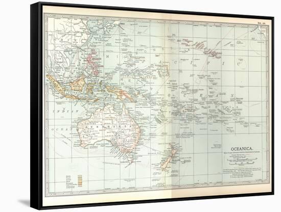 Plate 49. Map of Oceanica (Oceania). Australia-Encyclopaedia Britannica-Framed Stretched Canvas