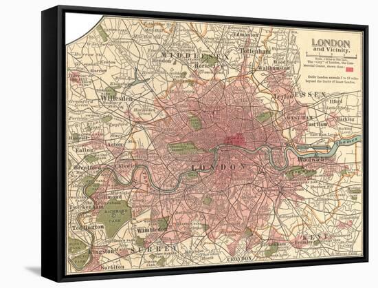 Plate 5. Inset Map of London-Encyclopaedia Britannica-Framed Stretched Canvas