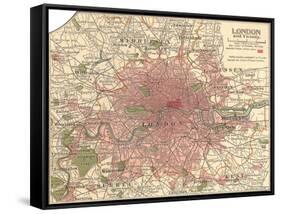 Plate 5. Inset Map of London-Encyclopaedia Britannica-Framed Stretched Canvas