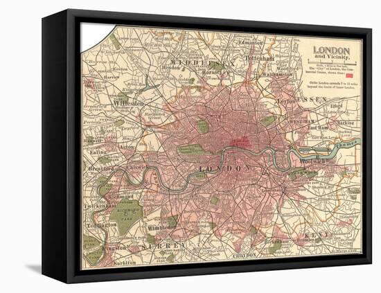 Plate 5. Inset Map of London-Encyclopaedia Britannica-Framed Stretched Canvas