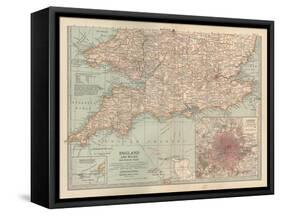 Plate 5. Map of England and Wales-Encyclopaedia Britannica-Framed Stretched Canvas