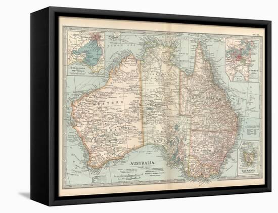 Plate 50. Map of Australia. Insets of Melbourne and Port Phillip-Encyclopaedia Britannica-Framed Stretched Canvas