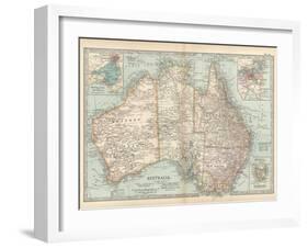 Plate 50. Map of Australia. Insets of Melbourne and Port Phillip-Encyclopaedia Britannica-Framed Art Print