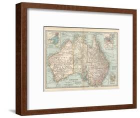 Plate 50. Map of Australia. Insets of Melbourne and Port Phillip-Encyclopaedia Britannica-Framed Art Print