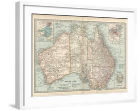 Plate 50. Map of Australia. Insets of Melbourne and Port Phillip-Encyclopaedia Britannica-Framed Art Print