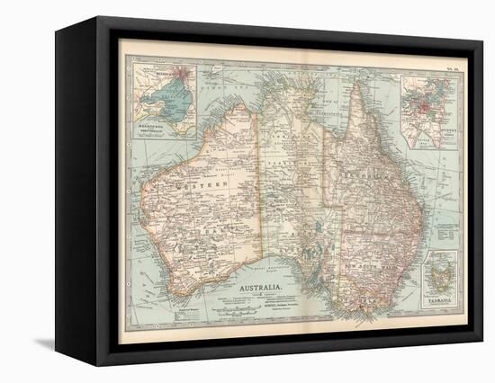 Plate 50. Map of Australia. Insets of Melbourne and Port Phillip-Encyclopaedia Britannica-Framed Stretched Canvas